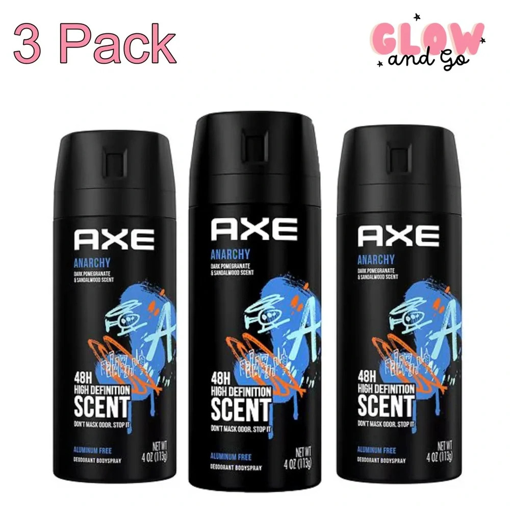 3 Axe Deodorant Body Sprays - Anarchy 4oz